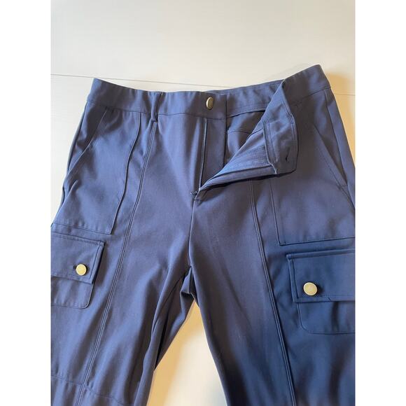 Halara High Waisted Skinny Cargo Pants Pockets Navy Sz L Athleisure Stretch - Picture 6 of 10